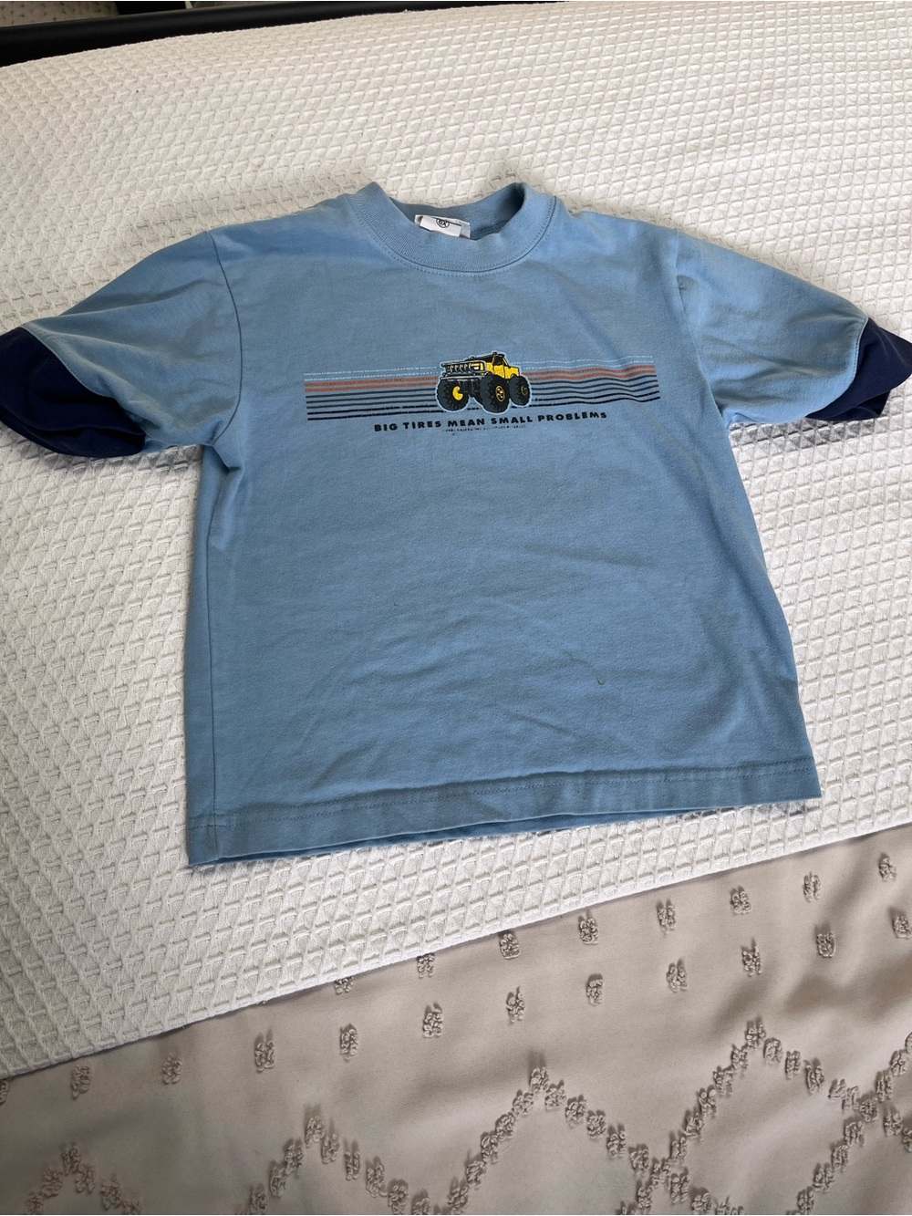 Vintage Tonka Light Blue Tee with Yellow Monster Truck